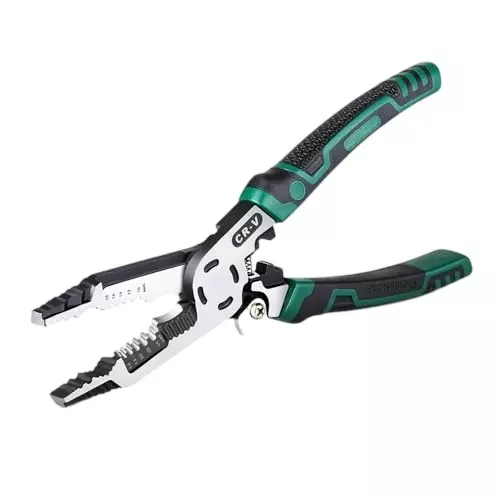 GENERIC 10-in-1 Wire Stripper Pliers Chromium Vanadium Alloy Steel Green & Black 0.8–5.0 mm² / AWG 18–10 Stripping Range