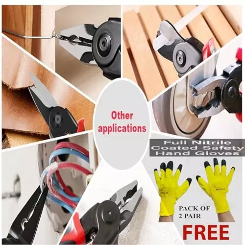 Malfah Enterprises 5-in-1 Multifunctional Pliers Tool Anti-Slip Grip Steel & Black Oxide Coating Red, Black