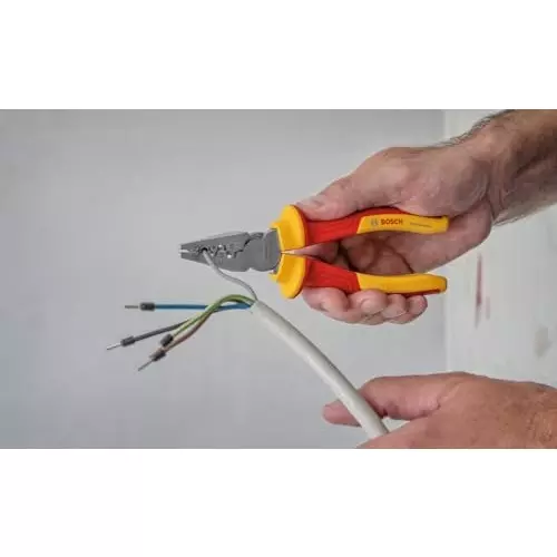 Bosch VDE Crimping Plier 180 mm for up to 1000V, Reliable Electrical Connections, 1600A02NE6