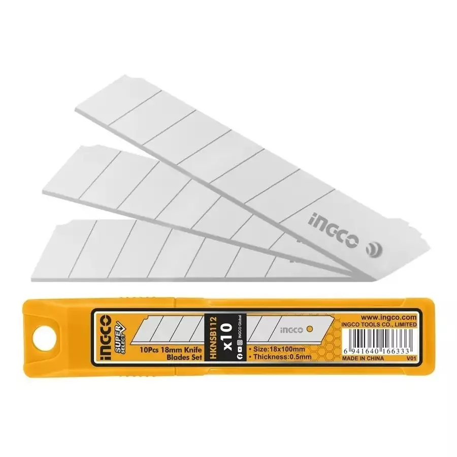 Ingco 10 Pcs Blade Set, Length 100 mm and Width 18 mm, HKNSB112
