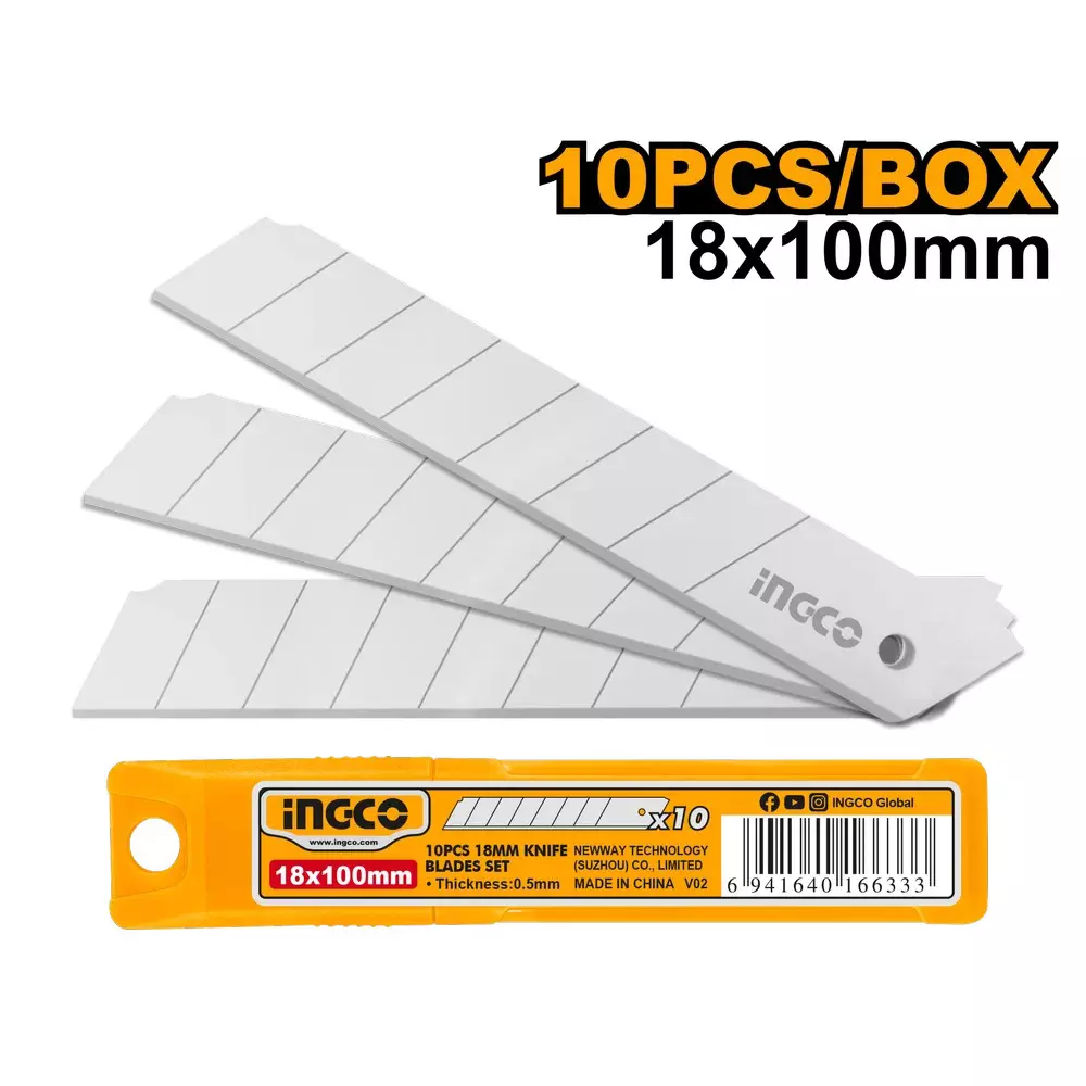 Ingco 10 Pcs Blade Set, Length 100 mm and Width 18 mm, HKNSB112