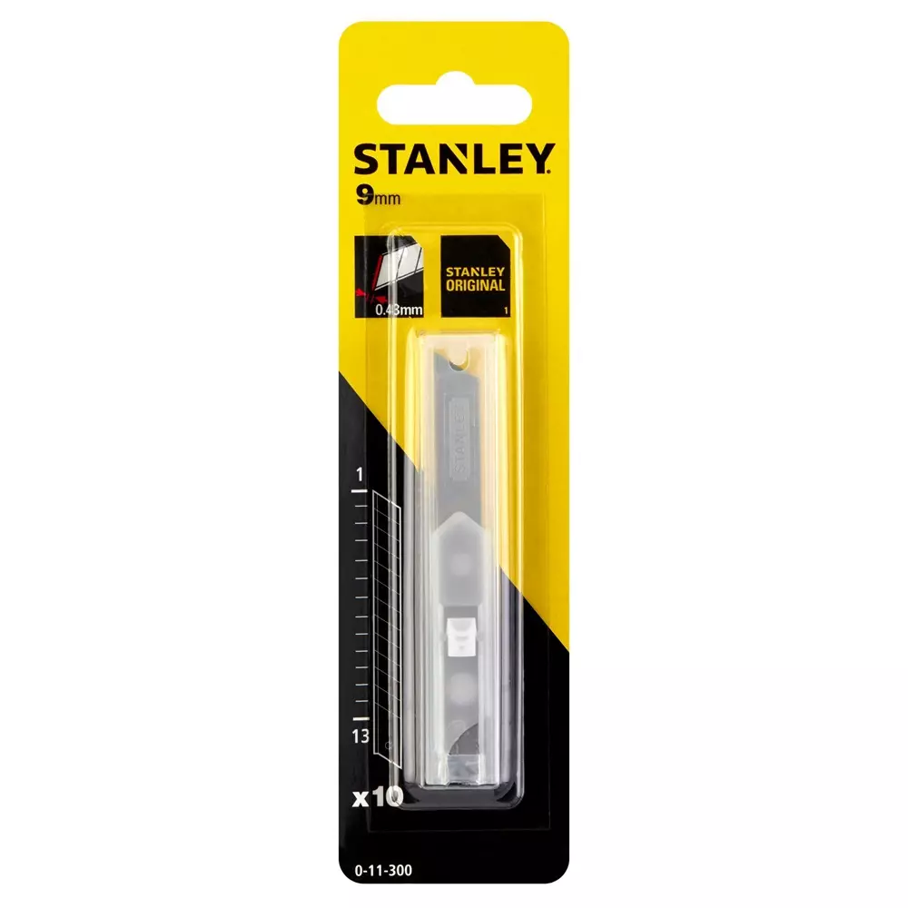 Stanley 9 mm Stainless Steel Silver Snap-Off Blade, 0-11-300 (Pack of 50)
