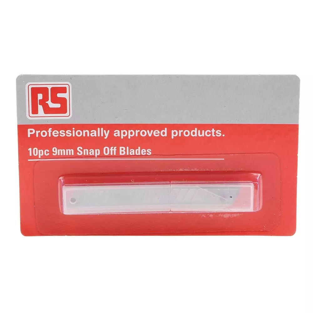RS PRO Knife Blade 10 Piece Flat 9 mm Snap-Off Blade, 8132764