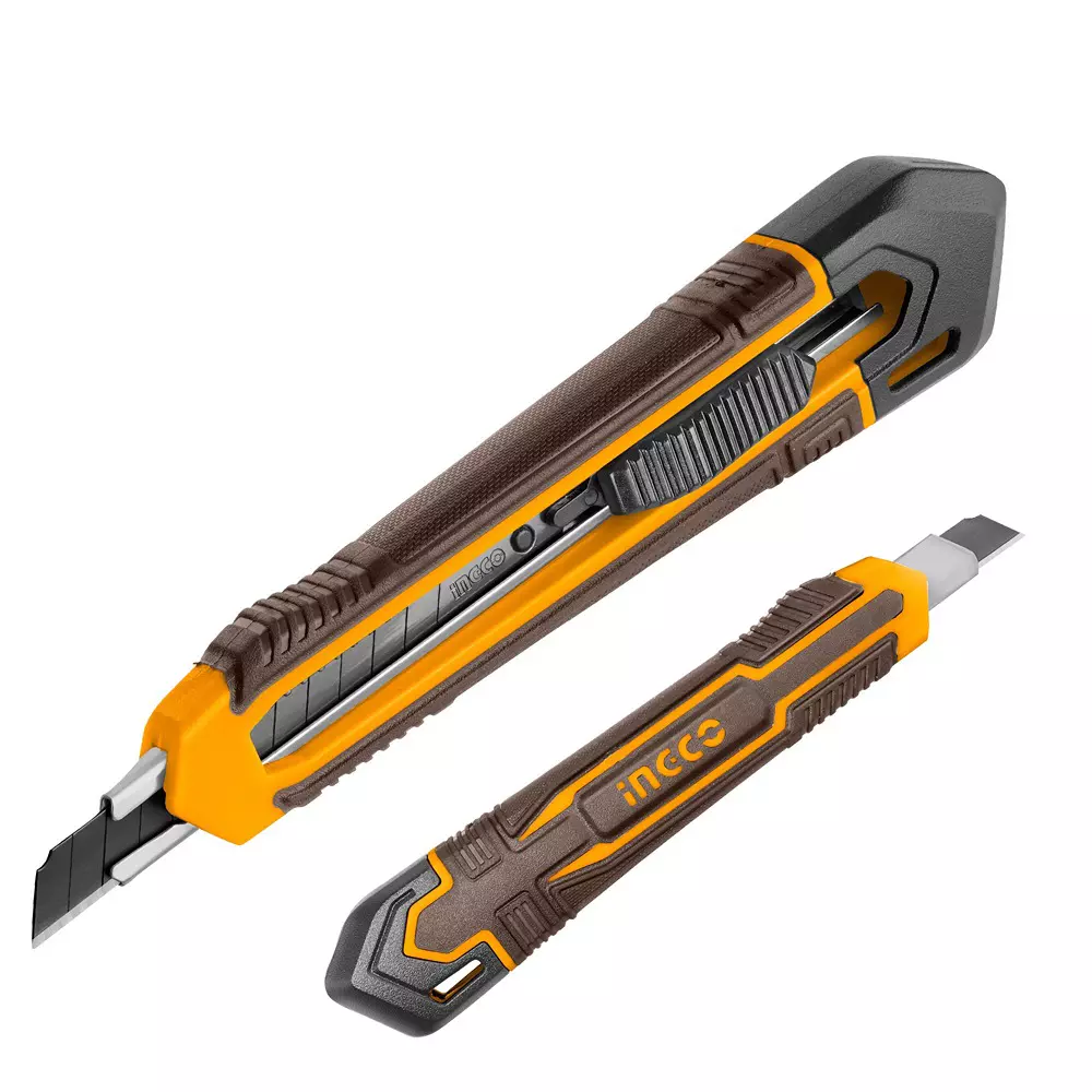 Ingco Snap-Off Blade Cutter 140 mm Length With Flat Push Button Auto-Lock, HKNS110925