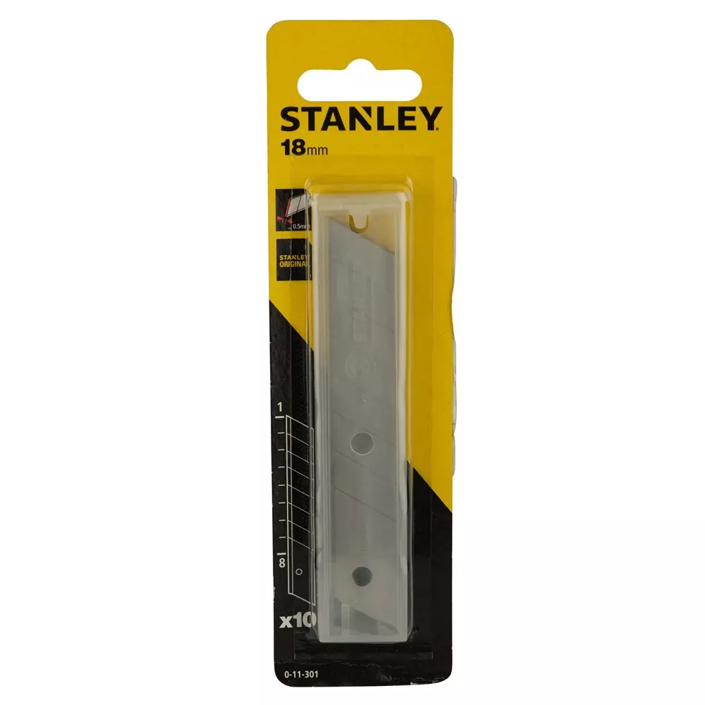 STANLEY 18 mm Stainless Steel Snap-Off Cutter Blade, 0-11-301 (Pack of 10)