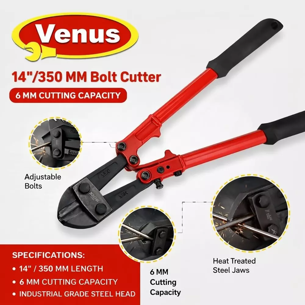 venus-heavy-duty-bolt-cutter-red-black-chromium-molybdenum-steel-14-inch-350-mm-for-garage-workshop-use-bc-14-venus-bolt-cutter-350