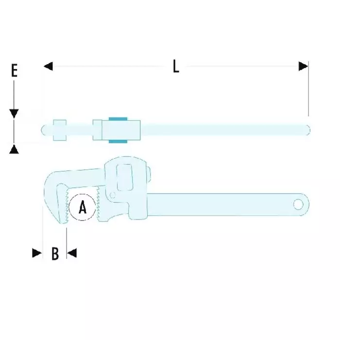 Facom Pipe Wrench, 450 mm Overall, 131A.18
