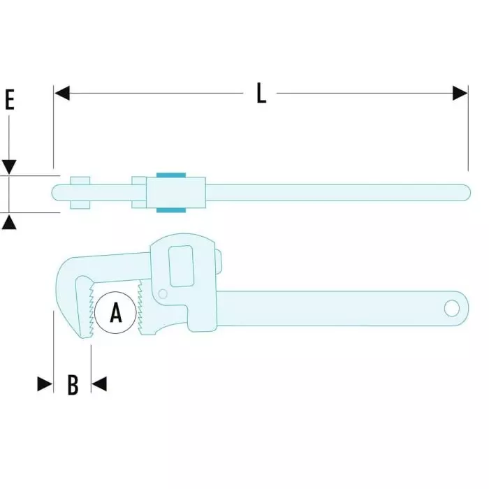 Facom Pipe Wrench, 200 mm Overall, 131A.8