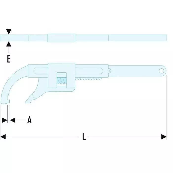 Facom Pipe Wrench, 213 mm Overall, 115A.50