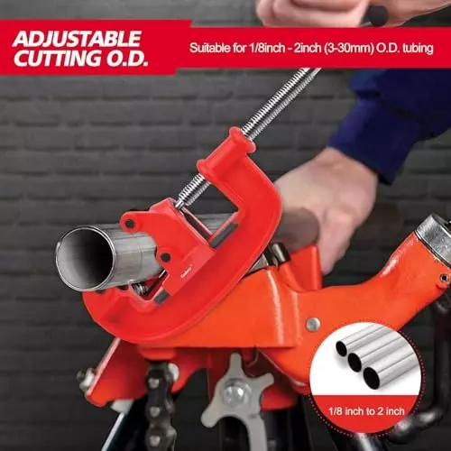 A.D INTERNATIONAL Heavy Duty Pipe Cutter Tool Size 1/8 to 2 inch (3.1 to 50.8 mm) for Cutting Galvanized Pipe, Copper, Iron and Metal Tubes, 100-CS-163