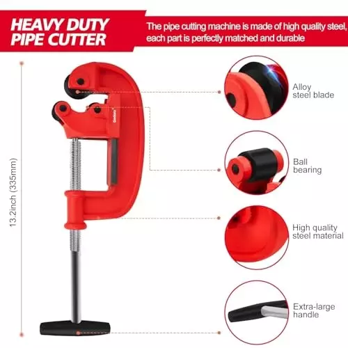 A.D INTERNATIONAL Heavy Duty Pipe Cutter Tool Size 1/8 to 2 inch (3.1 to 50.8 mm) for Cutting Galvanized Pipe, Copper, Iron and Metal Tubes, 100-CS-163