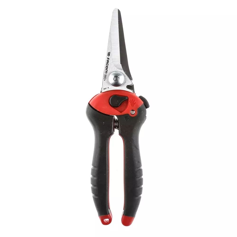 Facom 205 mm Straight Tin Snip for Aluminium, Cardboard, Leather, PVC, Rubber, Steel, 980.PB