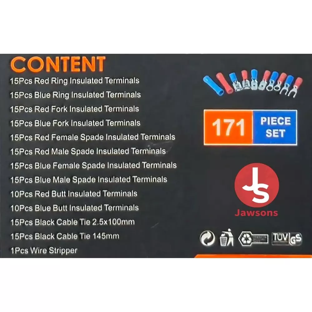 Jawsons Multifunctional Aviation Tin Snip Plier for AWG 22-10 Electrical Wire Connectors (Set of 171 Pcs)