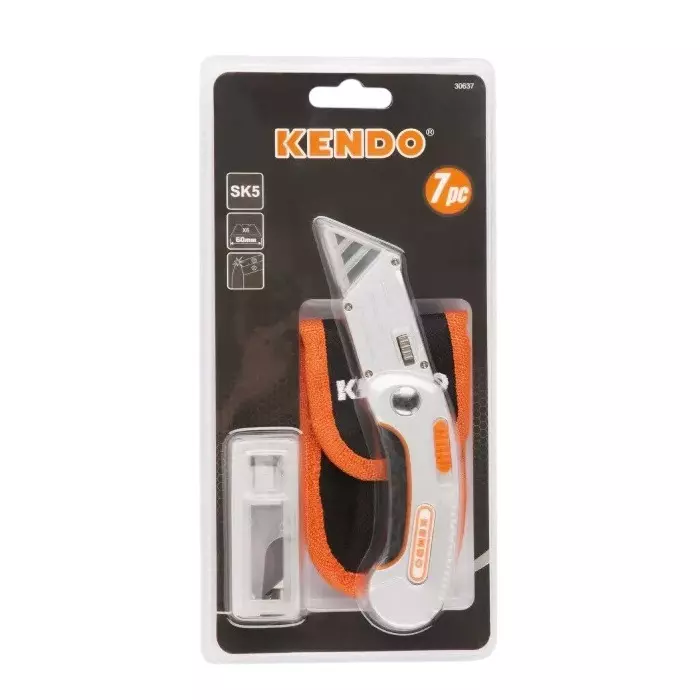 Kendo Folded Utility Cutter with Storage Nylon Belt Pouch & Retractable Blade, 30637