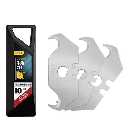 Deli Utility Cutter 99E Blade SK5 Carbon Steel 48x19x0.6 mm, DL-DP31 (Pack of 10 Pcs)