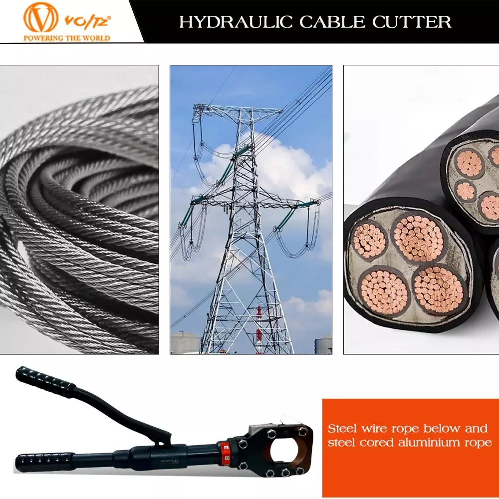 Voltz Hydraulic Cable Cutter High Carbon Alloy Steel Blade, Upto 55 mm Cutting Capacity and 180° Rotatable Head, VZ-CPC-55