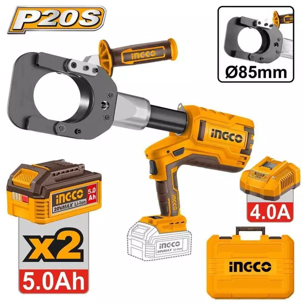 ingco-cordless-hydraulic-cable-cutter-86-mm-stroke-50-ah-battery-capacity-led-usage-count-display-crcli2005