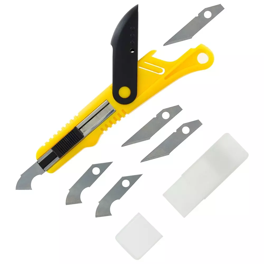 MULTICOMP PRO Cutter Scriber Tool W/Spare Blade (1) Plastic & (5) Spare Blades Kit Contents, MP012498