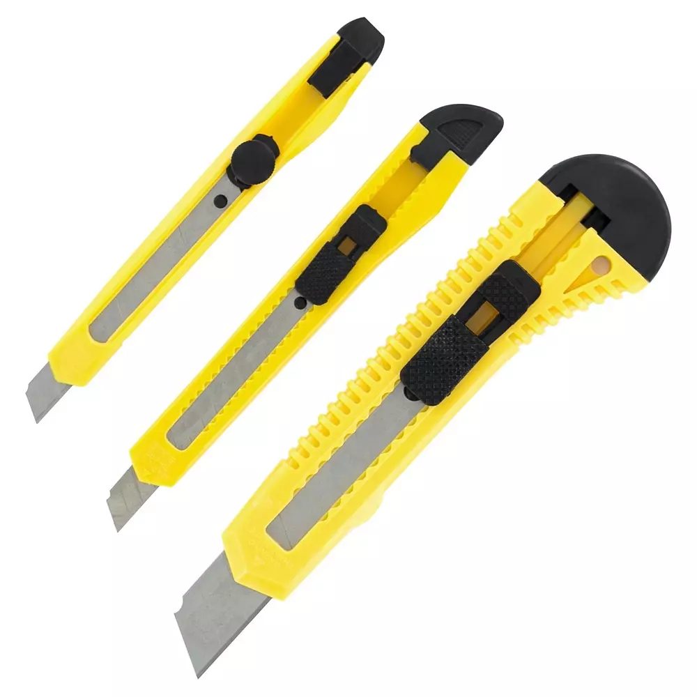 MULTICOMP PRO Razor Knife Set 3 Pieces of Small, Medium & Large Knives Kit Contents, MP012482