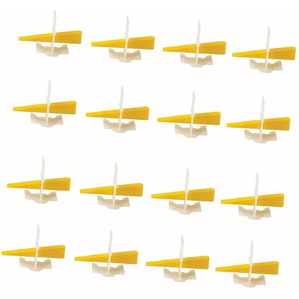 FLAMINGO ENTERPRISE Tile Leveling System 100 Clips & 100 Wedges 22 cm Length Non-Magnetic Yellow & White, FM-267