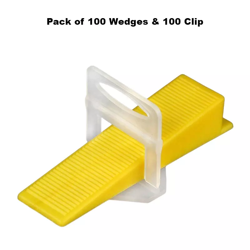 FLAMINGO ENTERPRISE Tile Leveling System 100 Clips & 100 Wedges 22 cm Length Non-Magnetic Yellow & White, FM-267