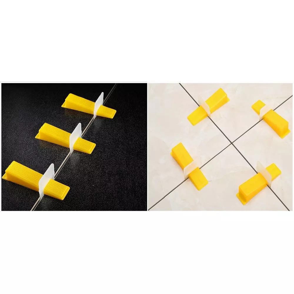 FLAMINGO ENTERPRISE 50 Pcs Tile Leveling System Clips & 50 Wedges Line Level 3 mm Non-Magnetic Multicolor 10 cm Length, FM-275
