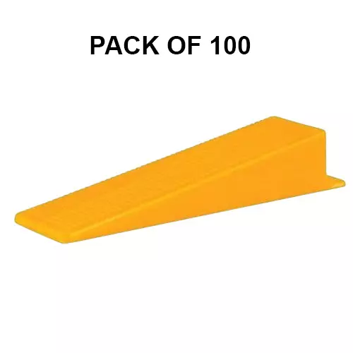 TileMaster Tile Leveling System Wedges Non-Magnetic Durable Plastic Yellow 3 cm Length, TM-127 (Pack of 100)