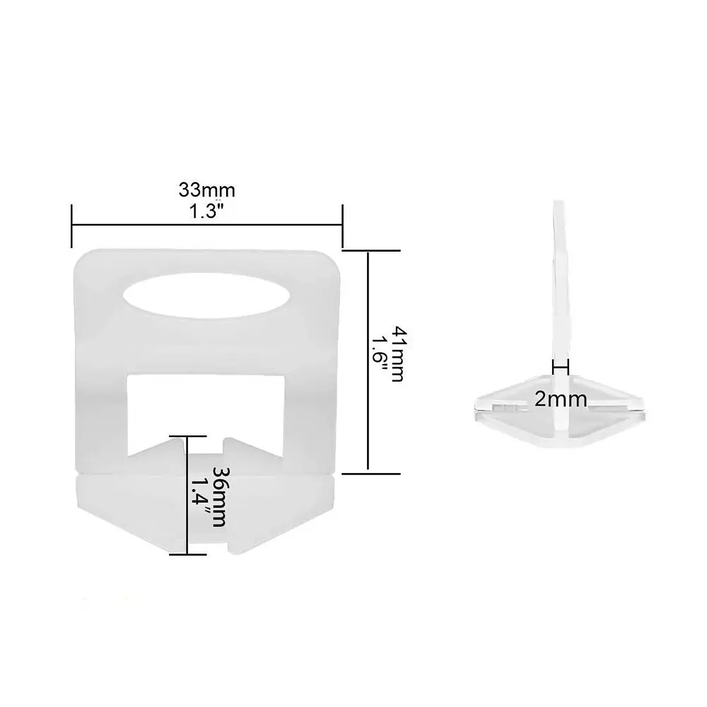 TileMaster 100 Pcs Tile Leveling Spacer Clip with 100 Wedges 2 mm Non-Magnetic Durable Plastic Yellow & White 33 cm Length TM-222
