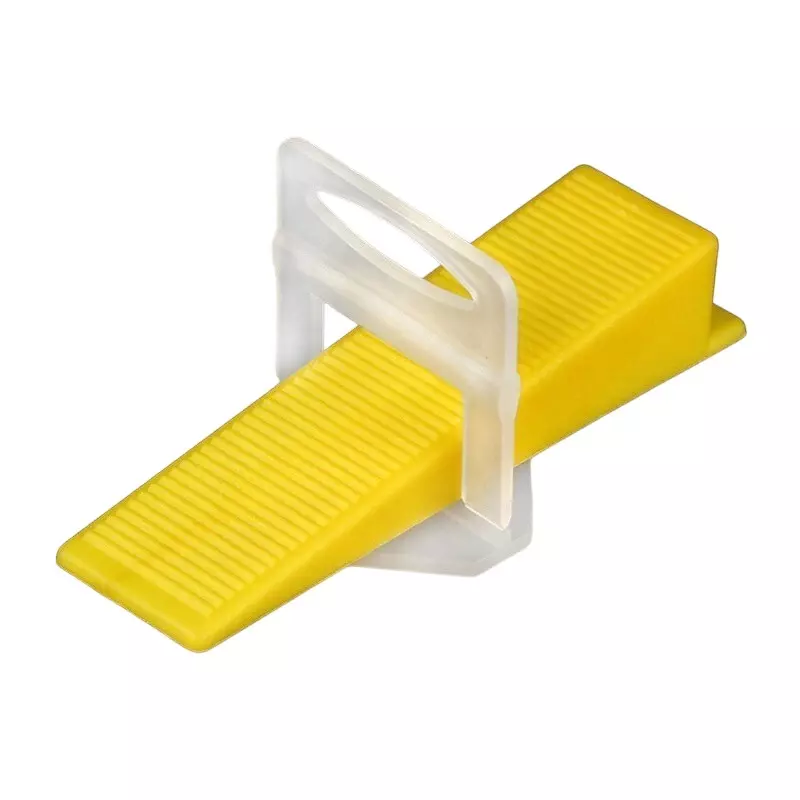 TileMaster 100 Pcs Tile Leveling Spacer Clip with 100 Wedges 2 mm Non-Magnetic Durable Plastic Yellow & White 33 cm Length TM-222