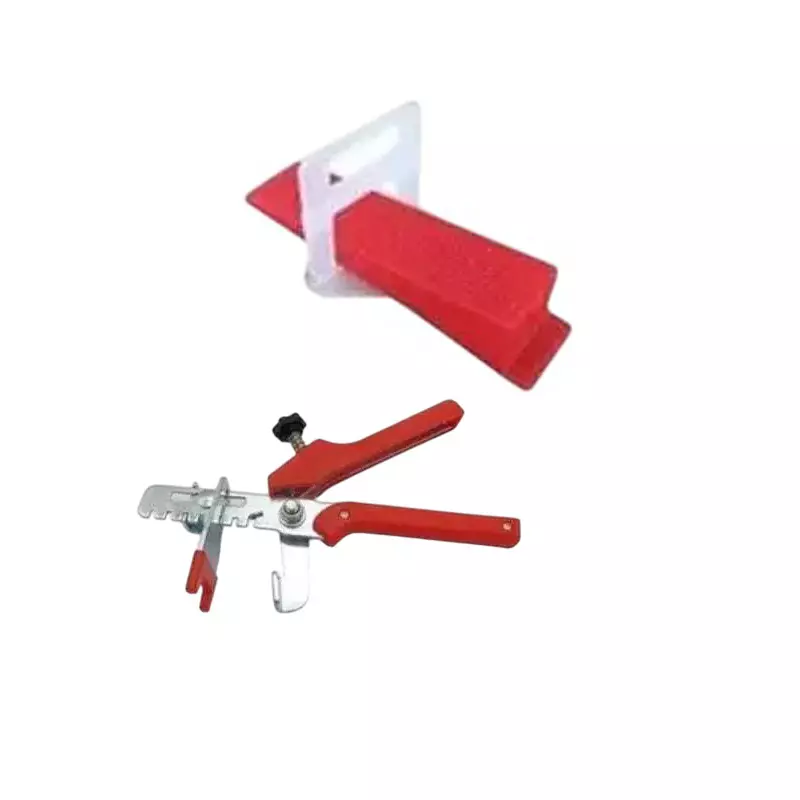 TileMaster 200 Pcs Tile Leveling Spacer Clip with 100 Wedges and 1 Plier Combo 2 mm Non-Magnetic Durable Plastic Red & White 6.5 cm Length TM-228