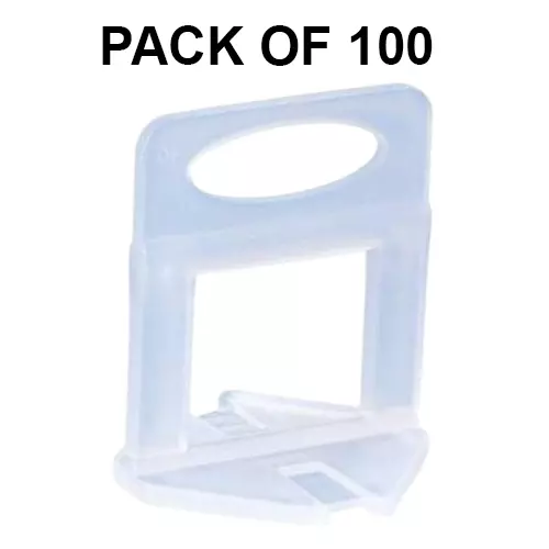 TileMaster Tile Leveling Spacer Clip 2 mm Non-Magnetic Durable Plastic White 4 cm Length TM-244 (Pack of 100)