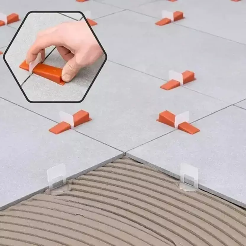 ToolsT 100 Pcs Tile Leveling Clips and 100 Pcs Ceramic Spacers 2 cm (Set of 200)