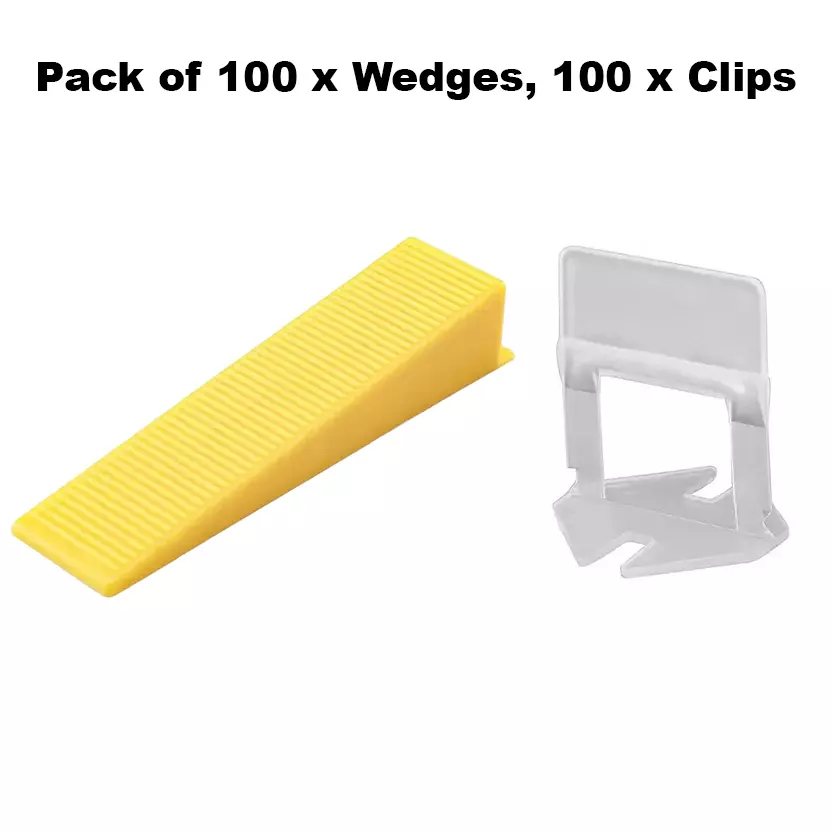 Fairmate Tile Leveling System Wedges & Clip Kit Non Magnetic Plastic 9 cm Length Yellow & White for Home & Professional Use