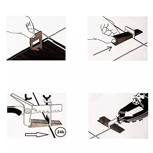 tilemaster-100-pcs-tile-leveling-spacer-clip-with-100-wedges-3-mm-non-magnetic-durable-plastic-yellow-white-4-cm-length-tm-223