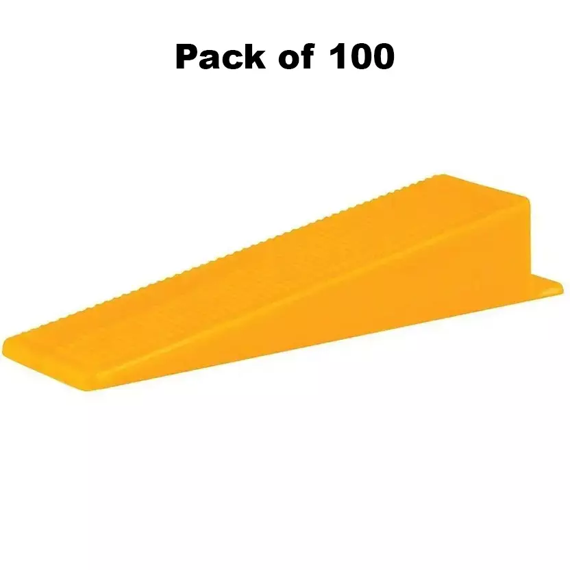Fairmate Tile Leveling System Wedges Non Magnetic Plastic 9 cm Length Yellow for Home & Professional Use, (Pack of 100 Pcs)