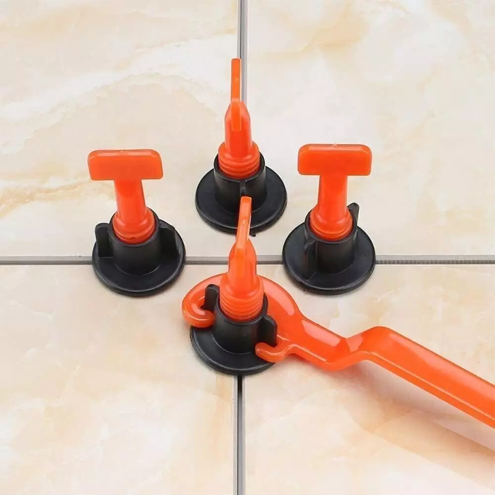 GETANYWAY 50 Pcs Reusable Tile Leveling Kit with 1 Special Wrench 4 cm (1.57 inch) Length Post Level Non Magnetic PVC Red & Black