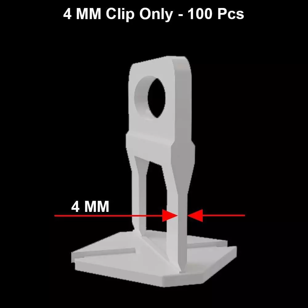FLAMINGO ENTERPRISE Tile Leveling Clip Spacer 4 mm Durable Plastic White 2 cm Length, FM-355 (Pack of 100)