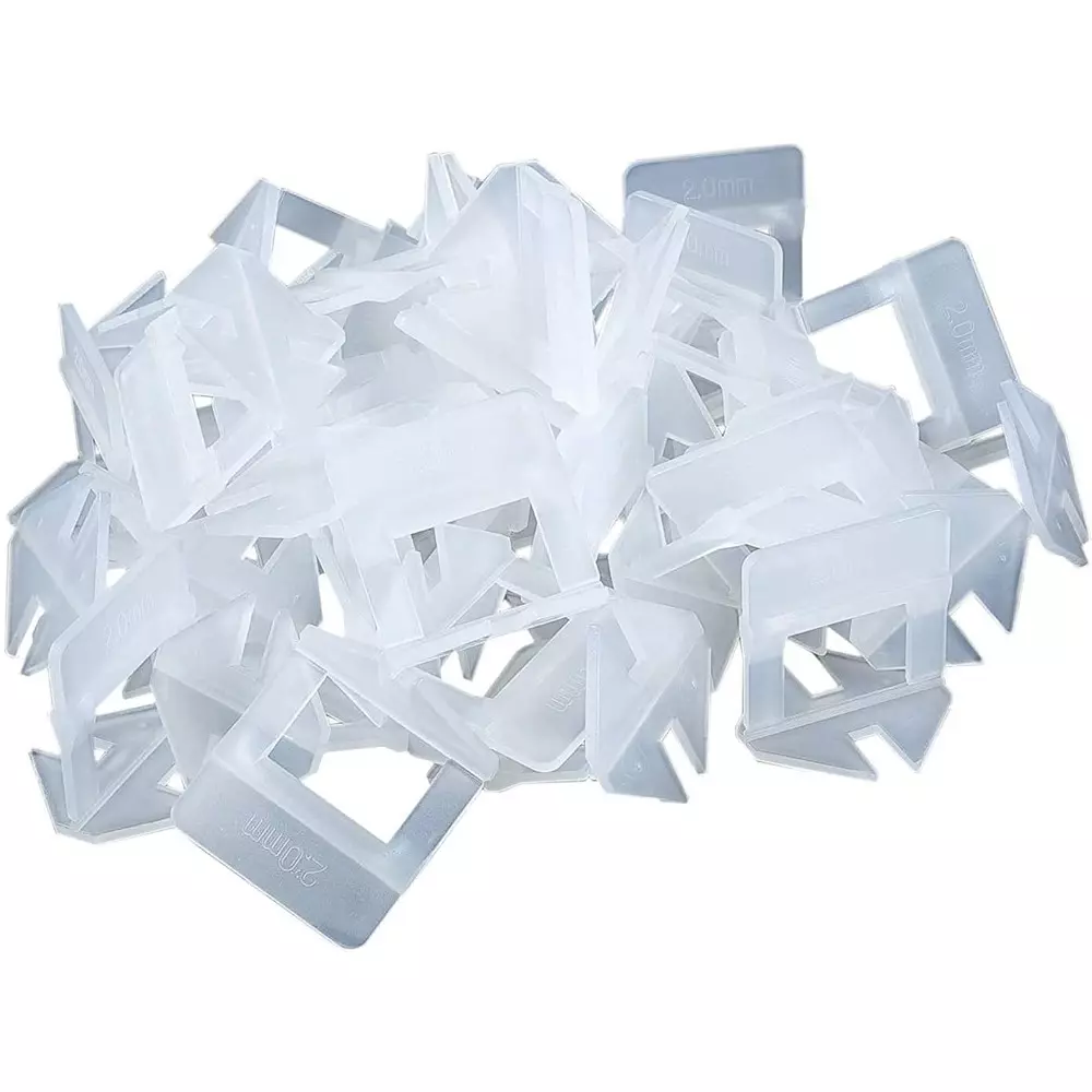 FLAMINGO ENTERPRISE Tile Leveling Clip Spacer 4 mm Durable Plastic White 2 cm Length, FM-355 (Pack of 100)