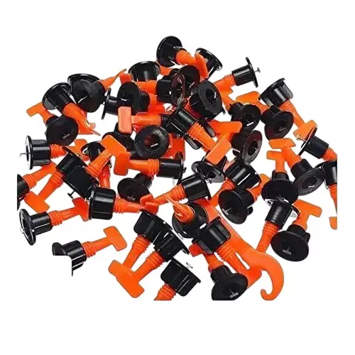 TileMaster 50 Pcs Tile Leveling System Kit with Special Wrench Non-Magnetic Durable Plastic Multicolor 10 cm Length, TM-78