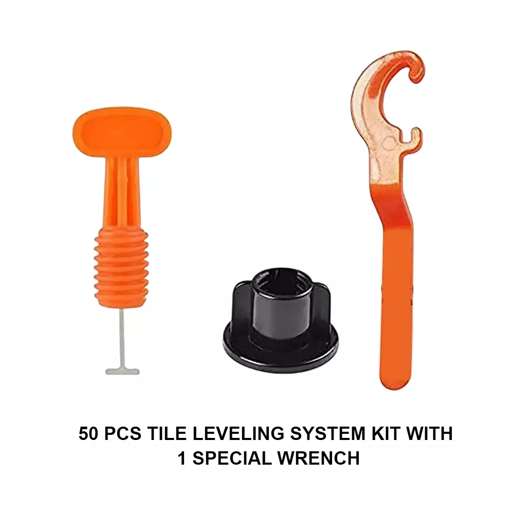 TileMaster 50 Pcs Tile Leveling System Kit with Special Wrench Non-Magnetic Durable Plastic Multicolor 10 cm Length, TM-78