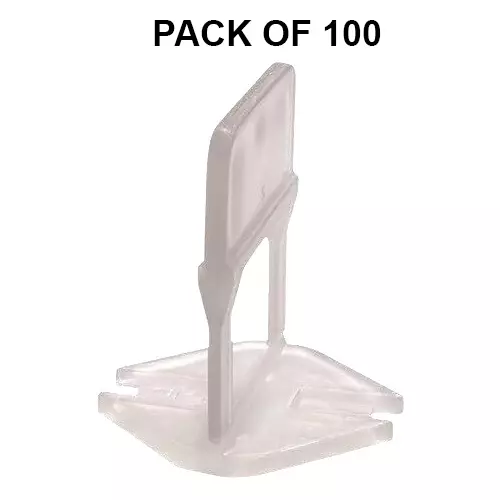 TileMaster Tile Leveling Spacer Clip 4 mm Non-Magnetic Durable Plastic White 4 cm Length TM-100 (Pack of 100)