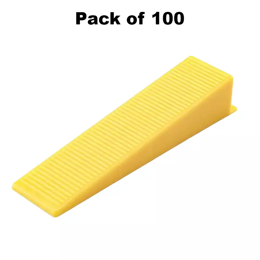Fairmate Tile Leveling System Wedges Non Magnetic Plastic 5 cm Length Yellow for Home & Professional Use, (Pack of 100 Pcs)