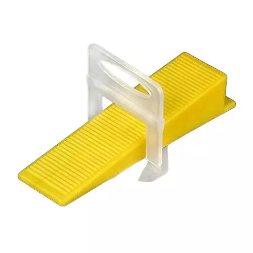 TileMaster 200 Pcs Tile Leveling Spacer Clip with 100 Wedges 5 mm Non-Magnetic Durable Plastic Yellow & White 5 cm Length TM-201