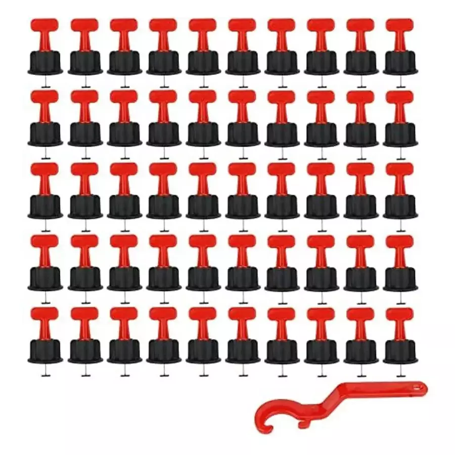 Helmik 7.5 cm Reusable Tile Leveling System kit with Special Wrench (Pack of 50 Pcs)