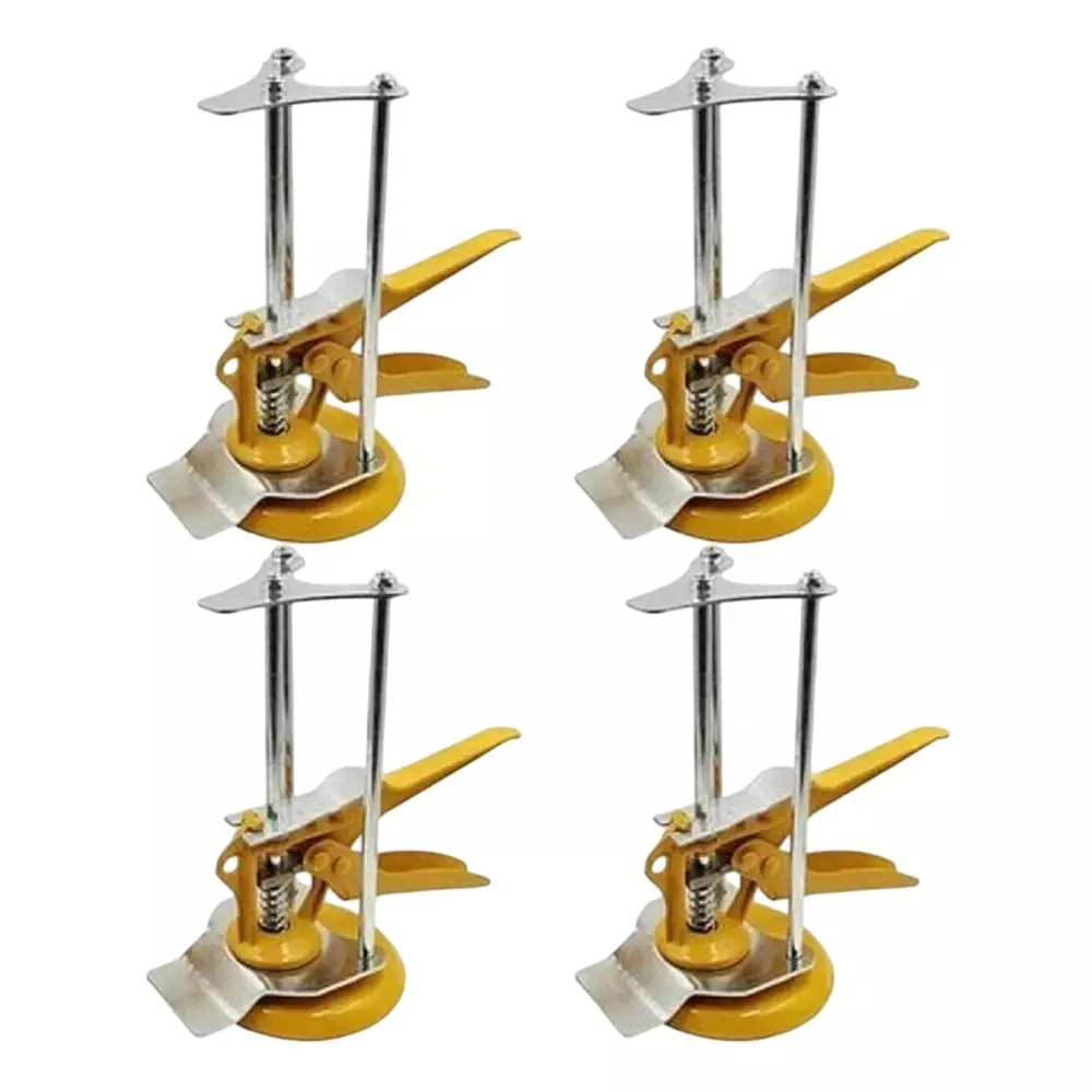 DISHATOOLS Tile Lifting Leveler Adjuster Positioner Yellow & Silver 28 cm Length Steel & Iron Hand Grip for Home & Professional Use, (Pack of 4 Pcs)