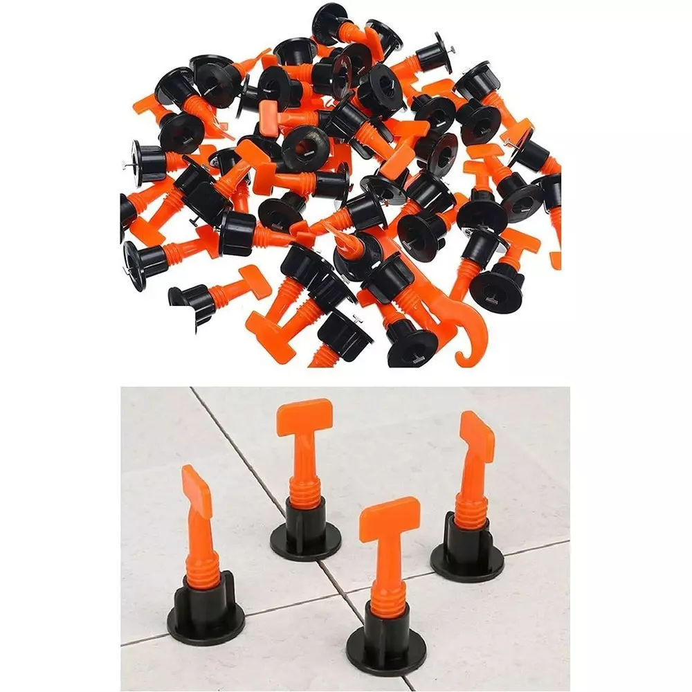 FLAMINGO ENTERPRISE 50 Pcs Tile Leveling Jack with Lever Tool 3 mm Lever Tool Non-Magnetic Multicolor 1.22 cm Length, FM-369