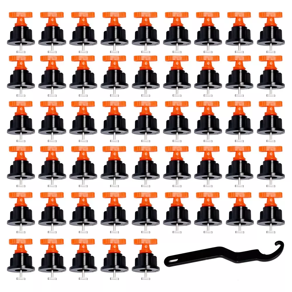 FLAMINGO ENTERPRISE 50 Pcs Tile Leveling System & Leveler Needle Line with Level Tool 1.5 mm Non-Magnetic Orange & Black 9 cm Length, FM-258