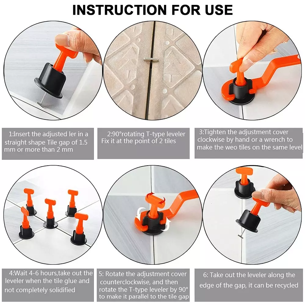 FLAMINGO ENTERPRISE 50 Pcs Tile Leveling System & Leveler Needle Line with Level Tool 1.5 mm Non-Magnetic Orange & Black 9 cm Length, FM-258