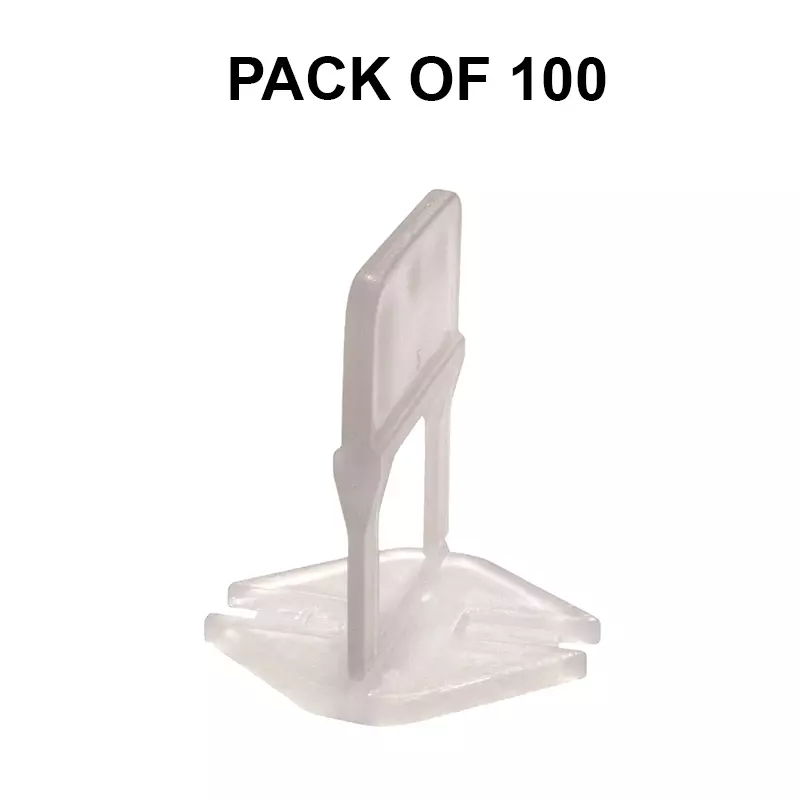 TileMaster Tile Levelling Spacer Clips Post Level Non-Magnetic Durable Plastic White 3 mm Clip Size & 20 cm Length, TM-134 (Pack of 100 Pcs)