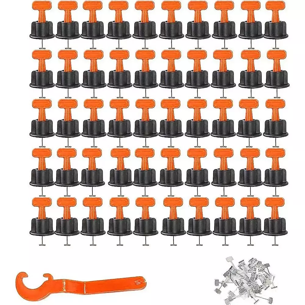 NIKTION 50 Pcs Tile Leveling System Kit Stainless Steel, Plastic For Home & Professional Use (Pack of 50)